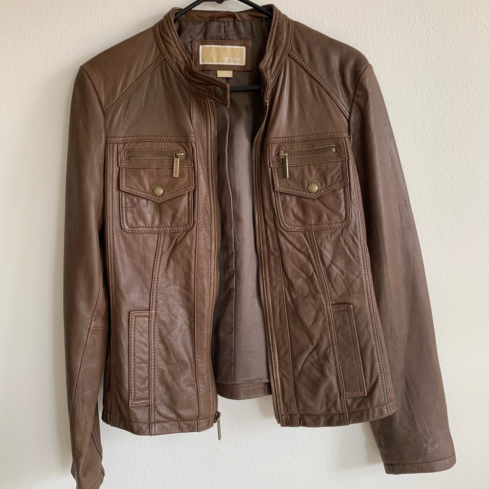 Michael Kors Brown Leather Jacket